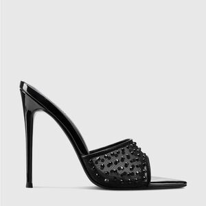 La Femme Black Mesh Stiletto Heels